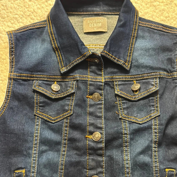 BAMBOO Dark Blue Denim Vest - Picture 3 of 4